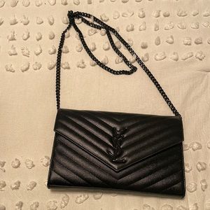 Monogram YSL Matelasse Envelope Chain Wallet
